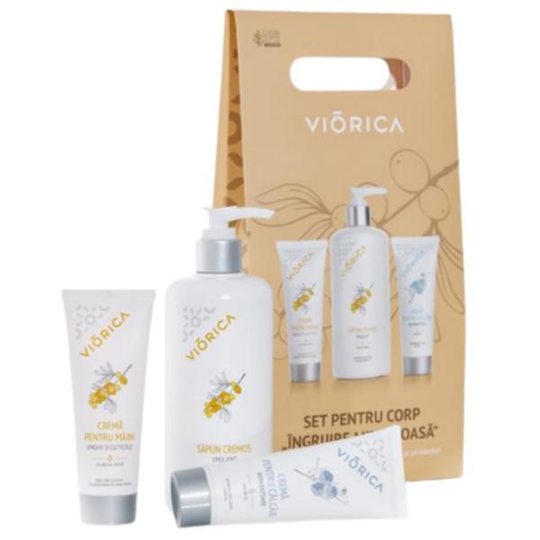 Set cadou pentru corp îngrijire minutioasa - crema pentru calcaie, 75 ml, crema pentru maini, 75 ml, sapun lichid, 500 ml
