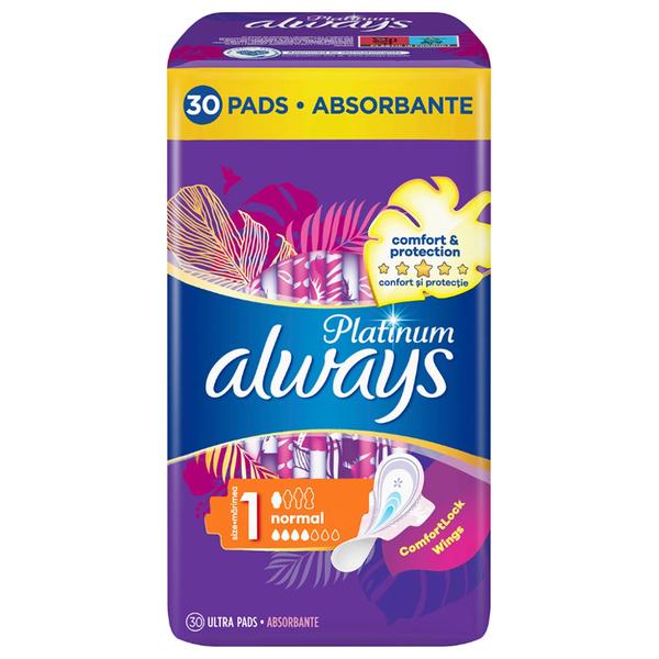 Absorbante Igienice - Always Platinum Normal, Marime 1, 30 buc