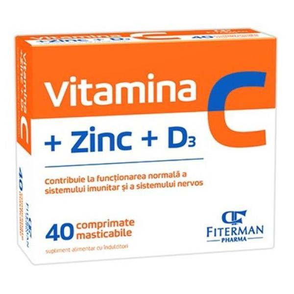 Vitamina C + Zinc +D3 - Fiterman Pharma, 40 comprimate