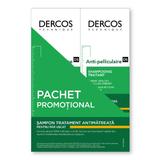 Pachet Sampon anti-matreata pentru par uscat Dercos, Vichy, 2 x 200 ml 