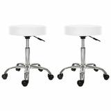 Set 2x Scaun rotativ pentru salon, Taburet hidraulic pe roti Alb 