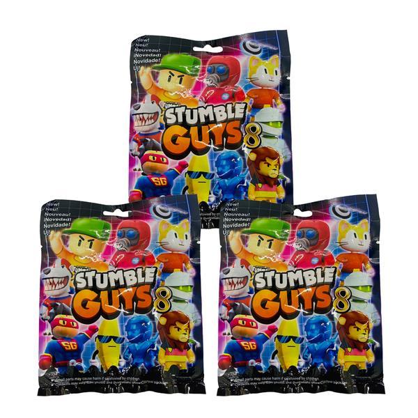 Kit 3 plicuri stumble guys, cu figurina si cartonase surpriza, seria 8, 7 cm, mistery box