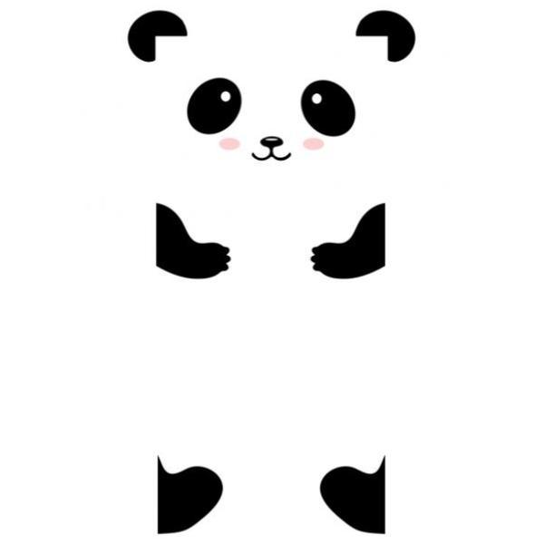 Sticker decorativ usa Ursuletul Panda, negru, 96 x 85 cm