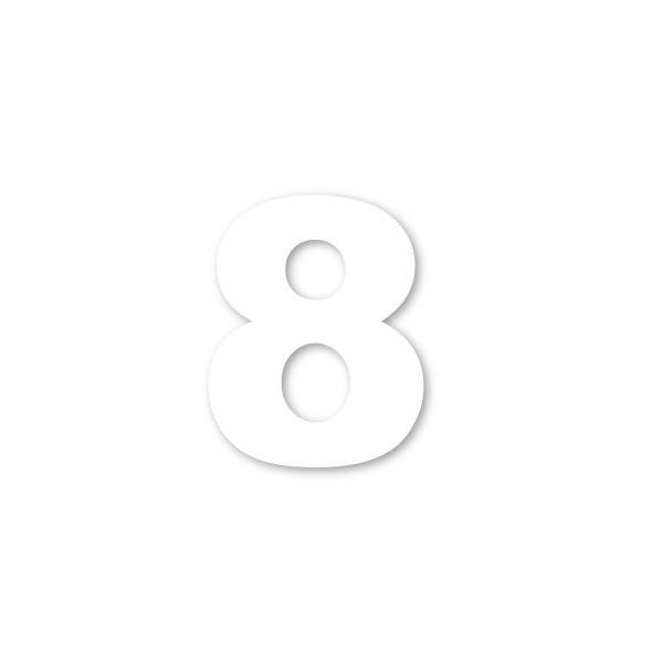 Sticker decorativ, Cifre autoadezive, Cifra 8, inaltime 10 cm, alb