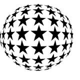 Sticker decorativ, Glob cu stele, Negru, 55x60 cm