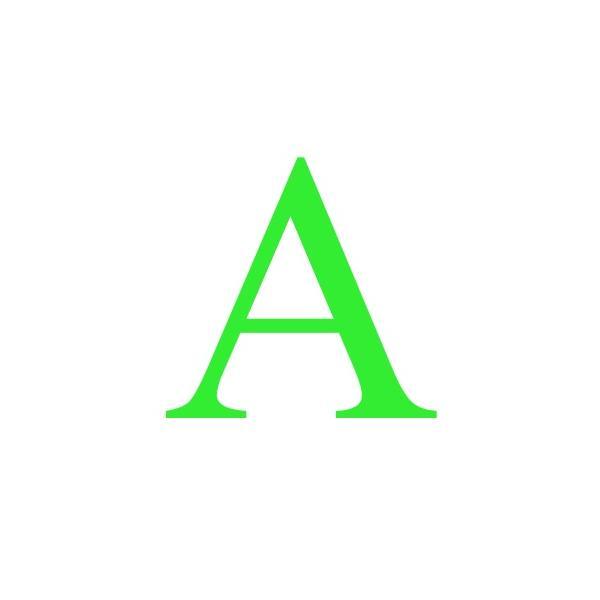 Sticker decorativ, Litera A, inaltime 20 cm, verde fluorescent