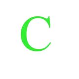 Sticker decorativ, Litera C, inaltime 20 cm, verde fluorescent