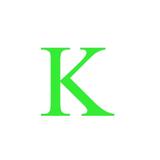Sticker decorativ, Litera K, inaltime 20 cm, verde fluorescent