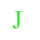 Sticker decorativ, Litera J, inaltime 15 cm, verde fluorescent