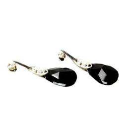 Cercei queen stone pear, jet, argint 925, 16mm