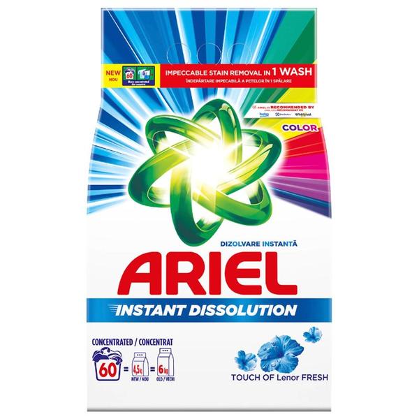 Detergent Automat Pudra pentru Rufe Colorate - Ariel Instant Dissolution Touch of Lenor Fresh, 4500 g