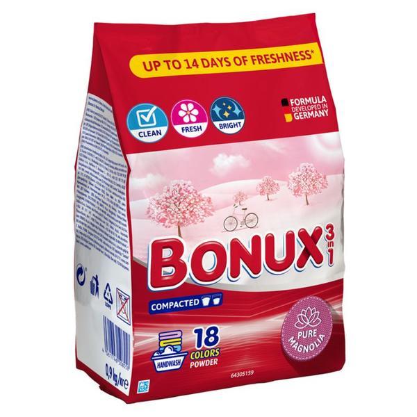 Detergent Manual Pudra 3 in 1 cu Parfum de Magnolie pentru Rufe Colorate - Bonux 3 in 1 for Colors Magnolia, 900 g