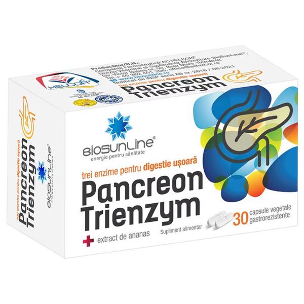Pancreon trienzym biosunline, helcor, 30 capsule