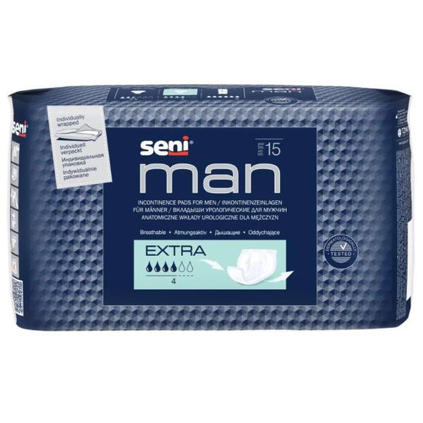 Absorbante Urologice pentru Incontinenta Urinara Barbati - Seni Man Extra Incontinence Pads for Men, 15 buc