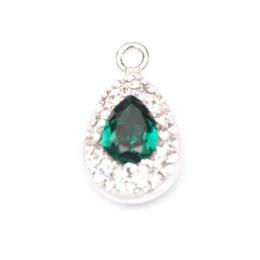 Pandantiv Queen Stone Pear Ceralun Emerald Crystal, Verde/ Cristal, Argint 925