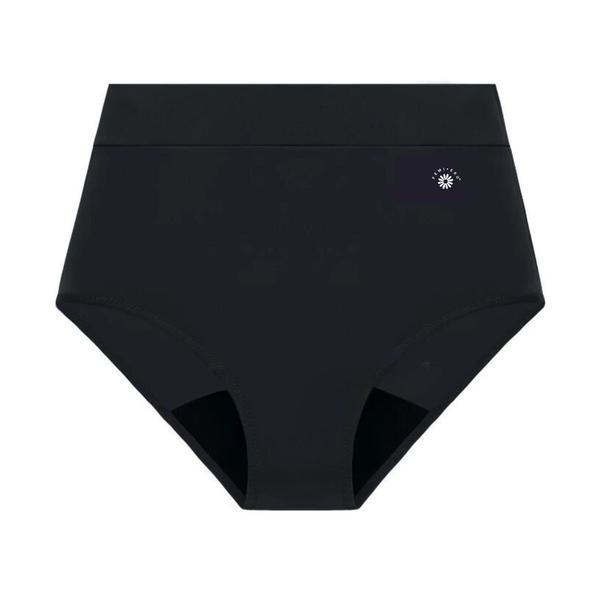 Slip menstrual pentru inot FemiEko, Kaia, cu talie inalta, absorbtie moderata, negru, marime L