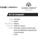 Bit diamant cuticule Flacara 244-018B - Brau albastru