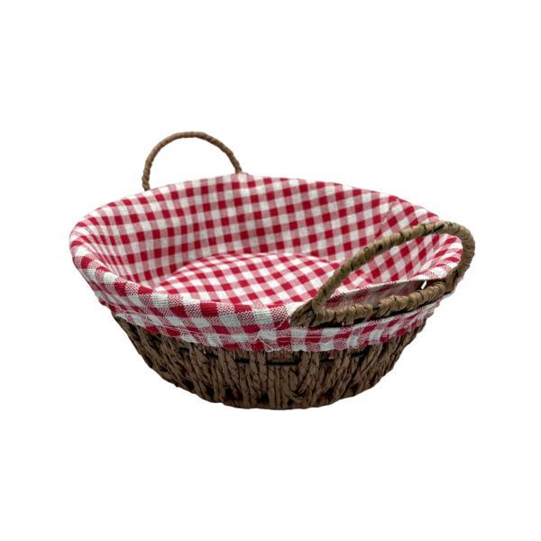 Cos rotund pentru paine, cu manere si panza, maro, d: 24 cm