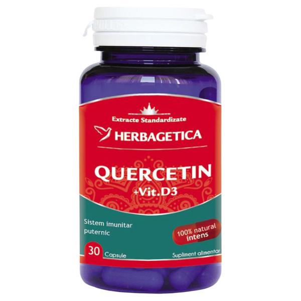 Quercetin si Vitamina D3 Herbagetica, 30 capsule
