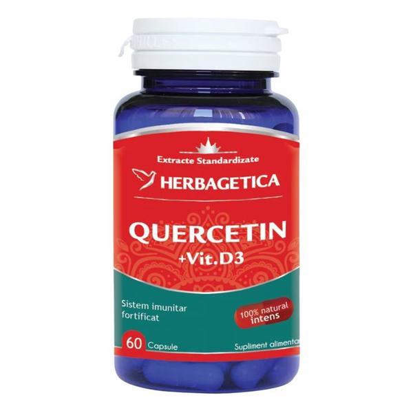 Quercetin si Vitamina D3 Herbagetica, 60 capsule