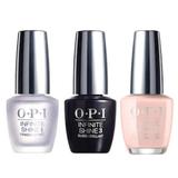 Pachet OPI Infinite Shine: Base Coat 15 ml + Lac de Unghii S86 Bubble Bath 15 ml + Top Coat 15 ml