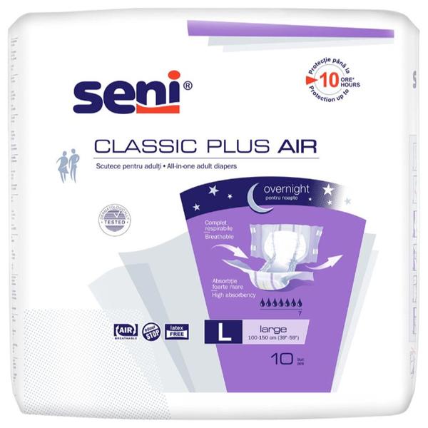Scutece pentru adulti de noapte - seni classic plus air all-in-one adult diapers l large, 10 buc