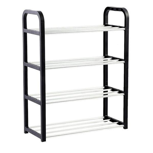 Raft elegant pentru depozitare pantofi sau pantaloni, cu traverse metalice, 4 nivele, dimensiuni 58 x 42 x 18 cm