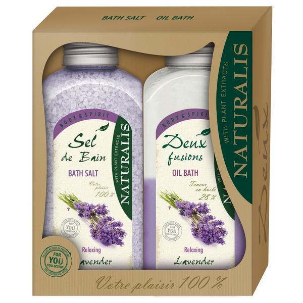 Pachet Sare de baie 1000 g + Spuma de baie 800 ml Lavander, Naturalis