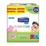 Servetele Umede pentru Pielea Sensibila a Bebelusilor - Septona Baby Calm'n'Care Sensitive Wipes, 54 servetele x 4 pachete