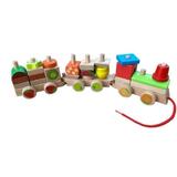 Trenulet din lemn de stivuit, fructe, 7Toys