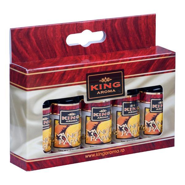 Pachet 5 uleiuri parfumate aromaterapie Mango &amp; Papaya, Kingaroma, 5x10 ml