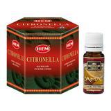 Pachet 40 Conuri parfumate Backflow Hem Citronella si Ulei aromaterapie Lamaie Kingaroma, 10 ml