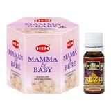 Pachet 40 Conuri parfumate Backflow HEM Mamma & Baby si Ulei aromaterapie Frezie Kingaroma, 10 ml