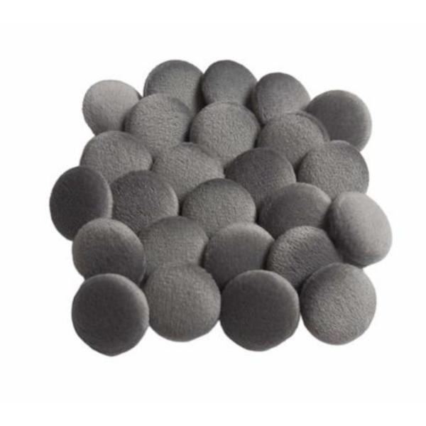 Set 25 nasturi metalici cu picior rotunzi, imbracati in catifea gri inchis mat 2 cm marimea 32