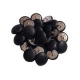 Set 25 nasturi metalici cu picior rotunzi, imbracati in piele naturala negru 1.5 cm marimea 28