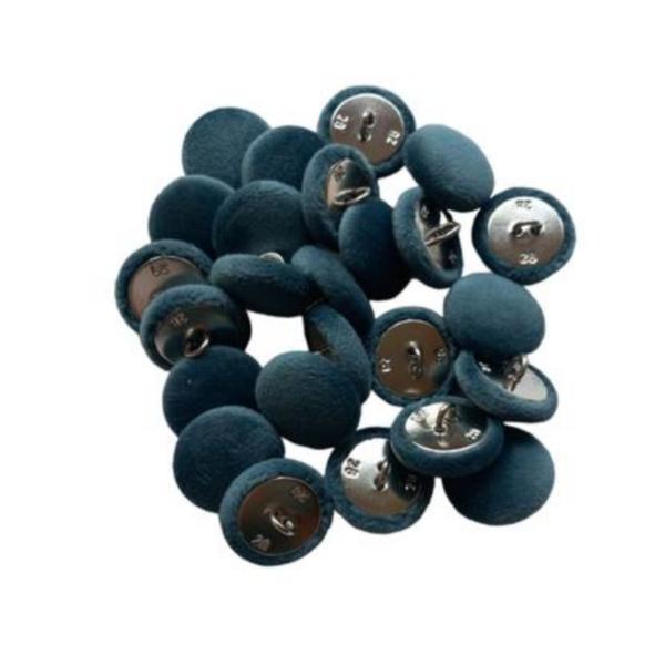 Set 25 nasturi metalici cu picior rotunzi, imbracati in catifea menta 1.5 cm marimea 28