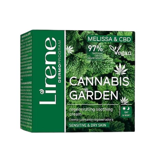 Crema regeneranta si calmanta de zi si noapte cu melissa - lirene dermo program cannabis garden, 50 ml