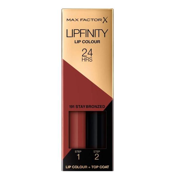 Ruj de Buze Lichid - Max Factor Lipfinity, Lip Colour + Top Coat, nuanta 191 Stay Bronzed, 1 pachet