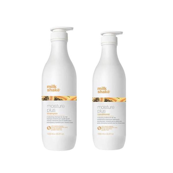 Pachet Hidratant pentru Par Uscat - Milk Shake Moisture Plus: Sampon Milk Shake Moisture Plus Shampoo, 1000 ml + Balsam Milk Shake Moisture Plus Conditioner, 1000 ml