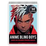 Carte de colorat pentru adulti, 50 de ilustratii, Anime Bling Boys, 106 pagini