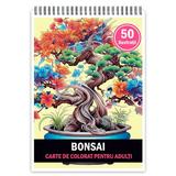 Carte de colorat pentru adulti, 50 de ilustratii, Bonsai, 106 pagini