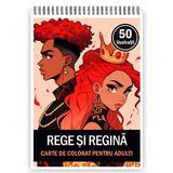 Carte de colorat pentru adulti, 50 de ilustratii, Anime Kings & Queens 106 pagini