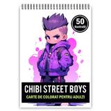 Carte de colorat pentru adulti, 50 de ilustratii Chibi Street Boys, 106 pagini