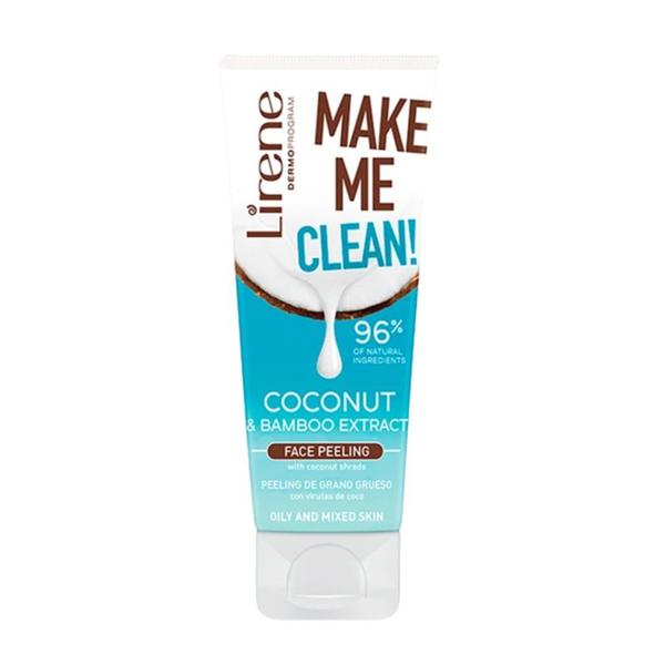 Scrub Facial - Lirene Dermo Program Make Me Clean! Coconut & Bamboo Extract Face Peeling, 75 ml