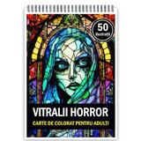 Carte de colorat pentru adulti, 50 de ilustratii, Vitralii Horror, 106 pagini