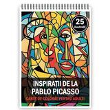 Carte de colorat pentru adulti, 25 de ilustratii, Pablo Picasso, 56 pagini