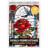 Carte de colorat pentru adulti, 50 de ilustratii, Vitralii Fermecatoare - Volumul II, 106 pagini