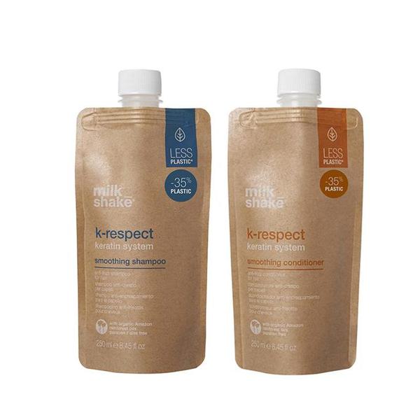 Pachet pentru Netezire cu Keratina - Milk Shake K-Respect Keratin System: Sampon Keratin System Smoothing Shampoo, 250 ml + Balsam Keratin System Smoothing Conditioner, 250 ml