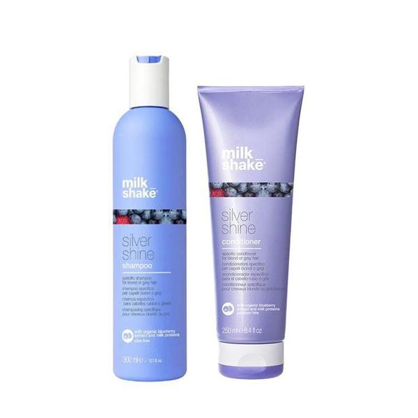 Pachet pentru Par Blond, Gri sau Alb - Milk Shake Silver Shine: Sampon Silver Shine Shampoo, 300 ml + Balsam Silver Shine Conditioner, 250 ml