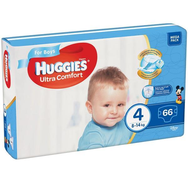 Huggies scutece copii Ultra Confort Mega 4, băieți 8-14 kg, 66 buc